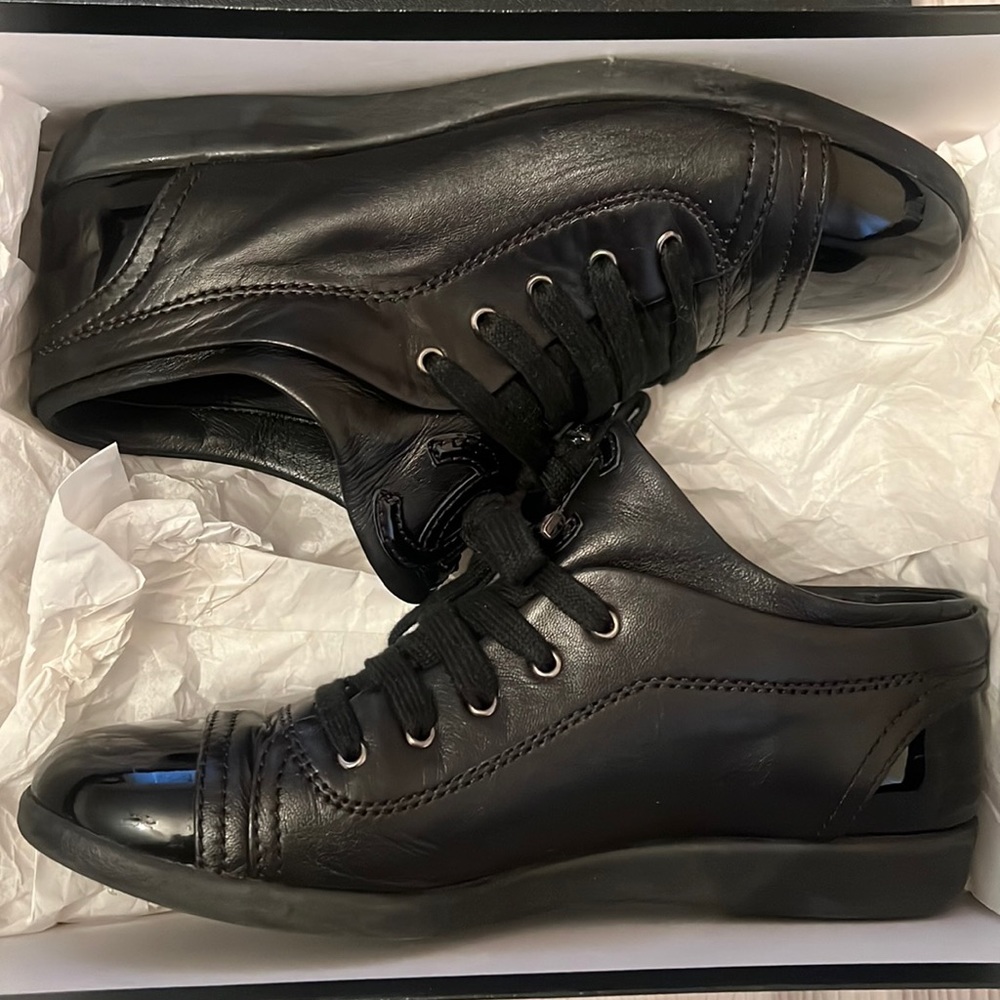 Chanel lace up sneakers
